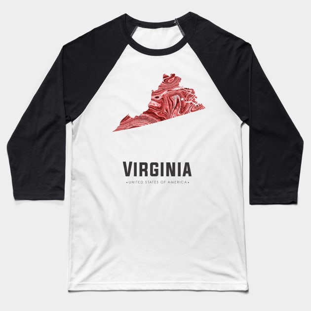 Virginia state map abstract red Baseball T-Shirt by StudioGrafiikka